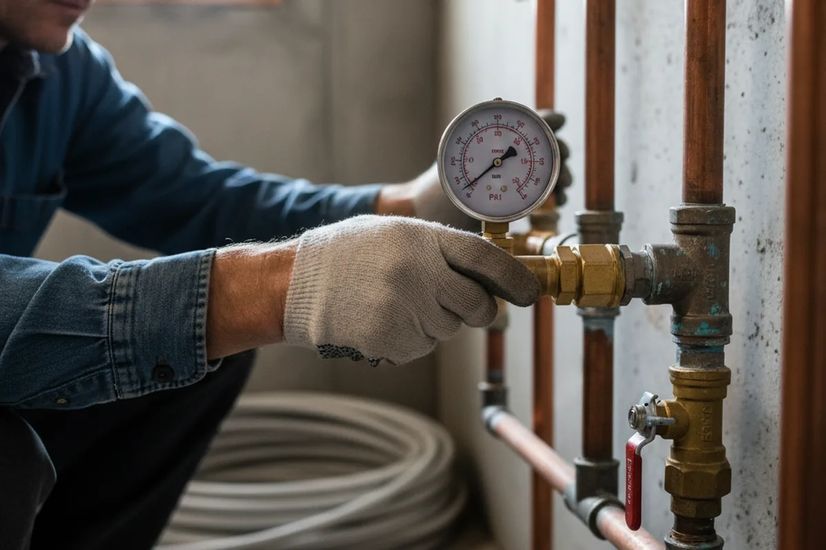 Pressure testing a repaired line during Water Line Repair in La Grange